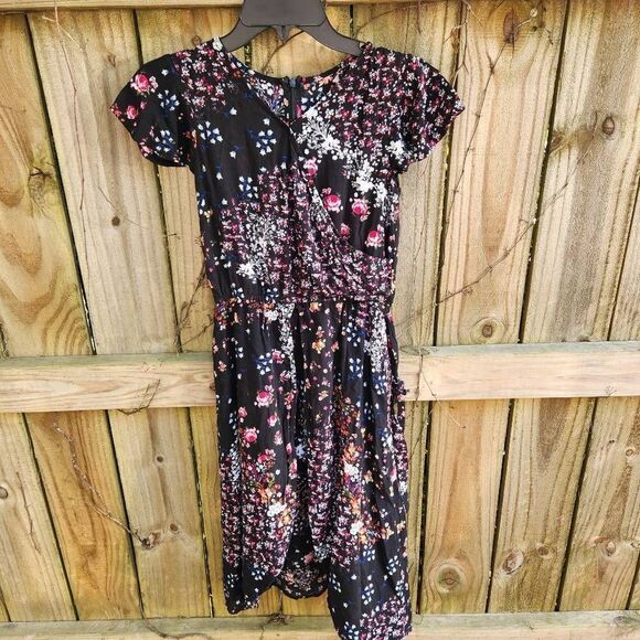 Art Class Walk Through Romper Black Floral Shorts Romper with Train Girls XL - Picture 1 of 7